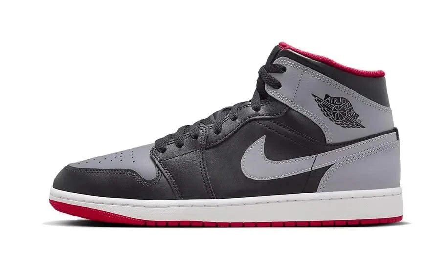 Air Jordan 1 Mid Black Grey Red 3 Air Jordan 1 Mid Black Grey Red