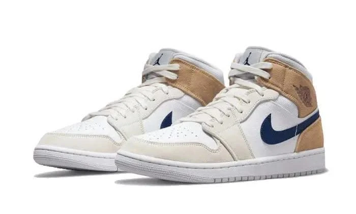 Air Jordan 1 Mid Tan Suede Navy 4 Air Jordan 1 Mid Tan Suede Navy – Image 2