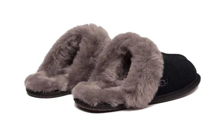 Ugg Scuffette II Slipper Black Grey 4 Ugg Scuffette II Slipper Black Grey – Image 2